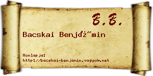 Bacskai Benjámin névjegykártya